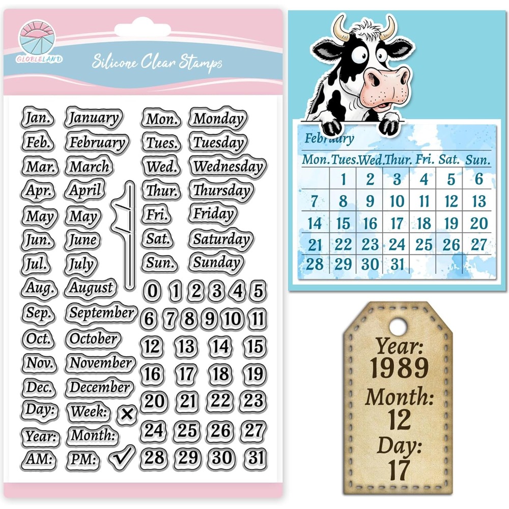 Clear Silicone Stamps For Card Making - Calendar Clear Stamp for Scrapbooking Week