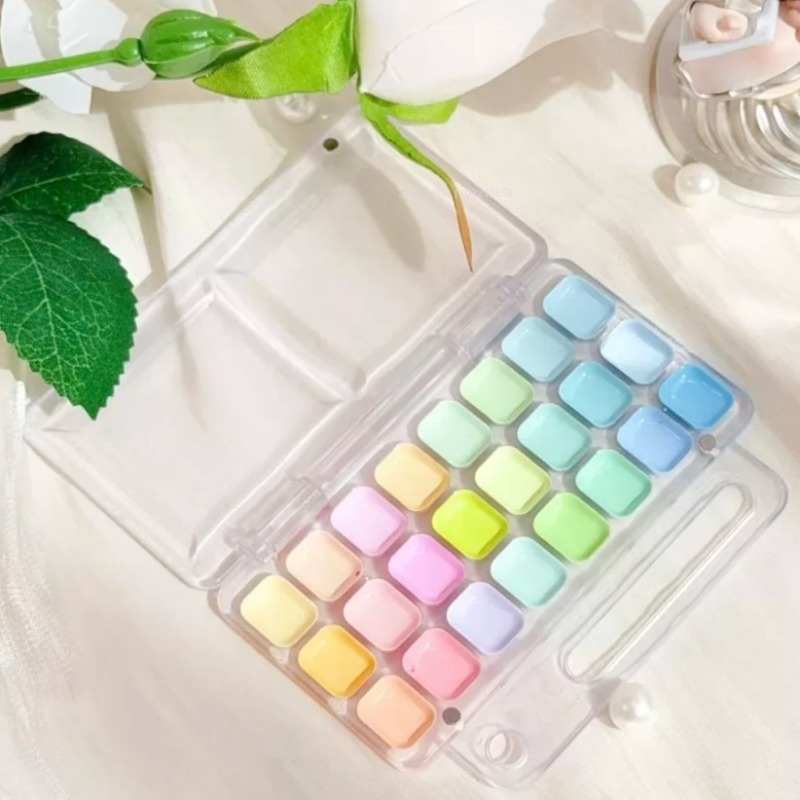 Watercolor Paint Set Solid Pigment - 18/24Color Artist Grade Semi-Dry Opaque Solid