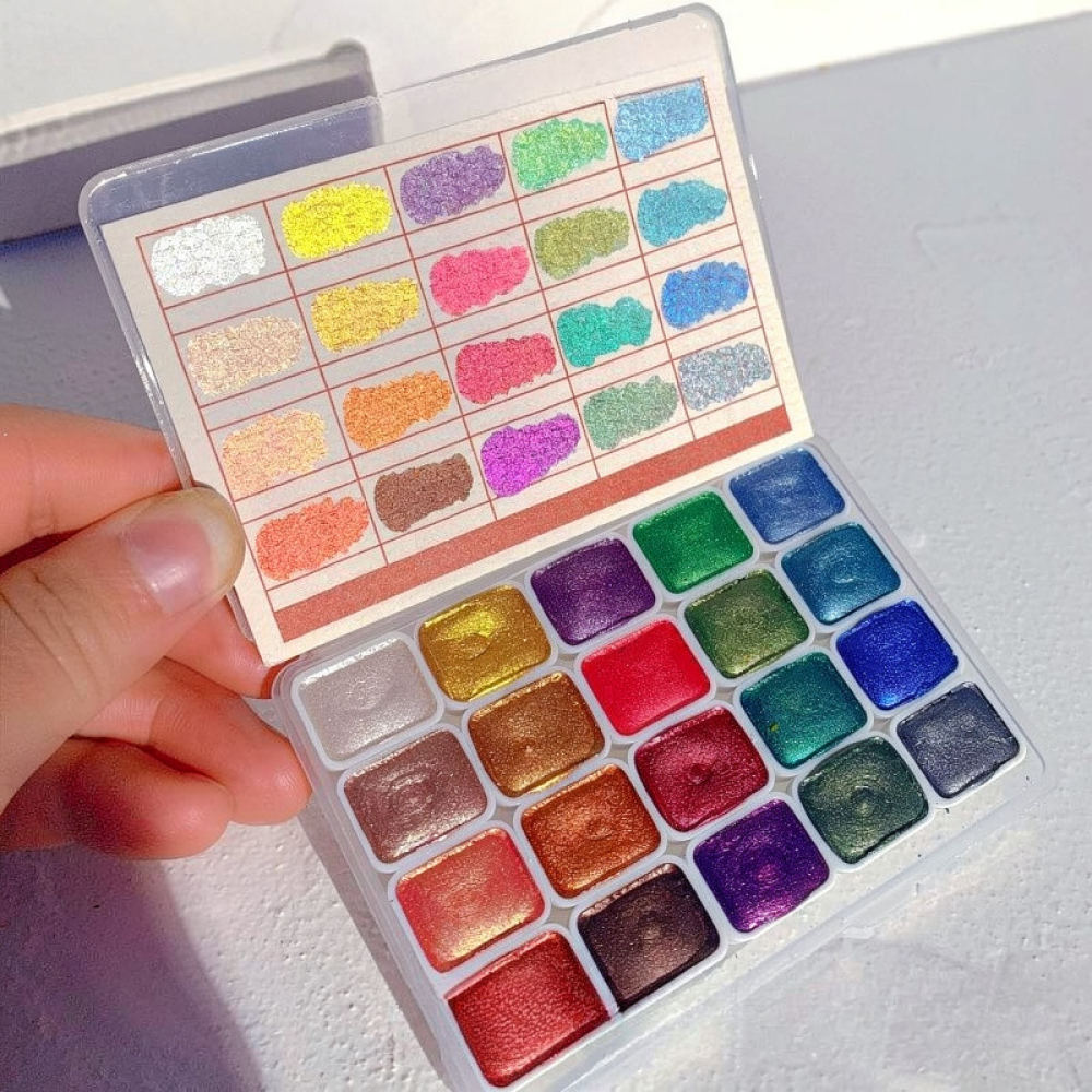 Watercolor Paint Set Solid Pigment - Concentrated Metallic Watercolor Solid Set Pearlescent