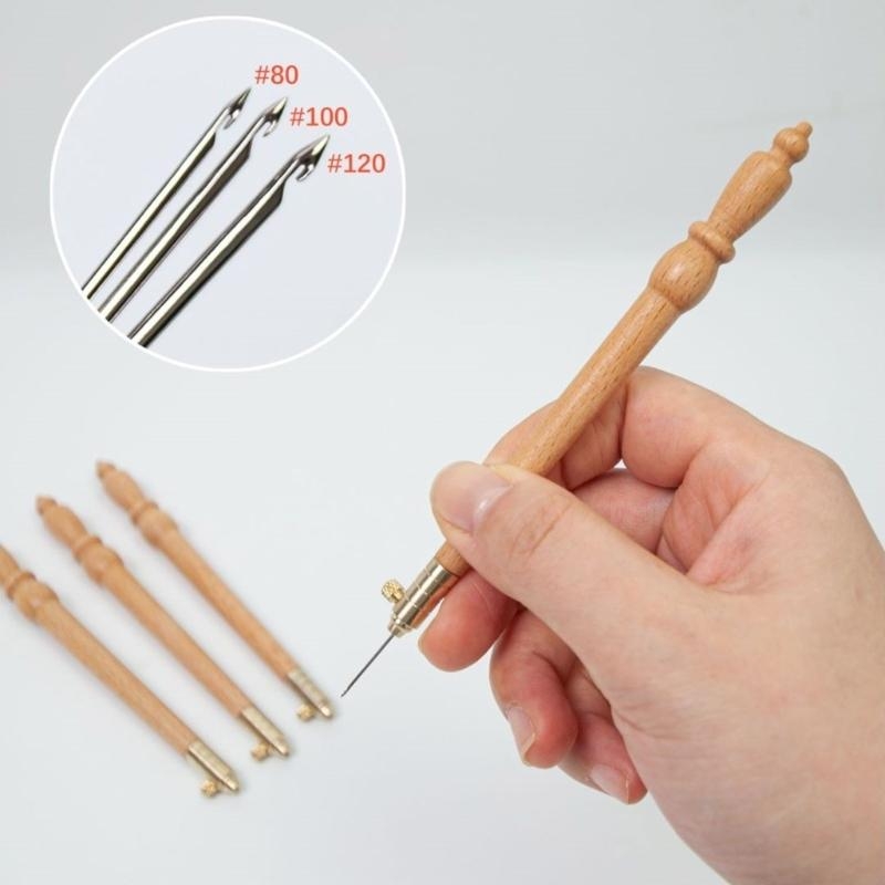 Embroidery Hook Set with Need - Wooden Crochet Hooks Ergonomic Handle ulasan dan harga