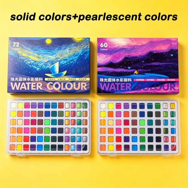 Solid & Pearlescent Watercolor - Watercolor Paint Set Solid Pigment ulasan dan harga
