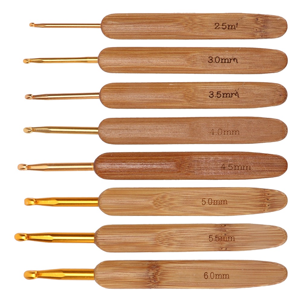 8pcs 2.5-6mm Sizes Crochet Hoo - Wooden Crochet Hooks Ergonomic Handle ulasan dan harga