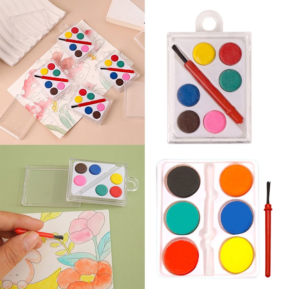 Portable with Painting Brush W - Watercolor Paint Set Solid Pigment ulasan dan harga