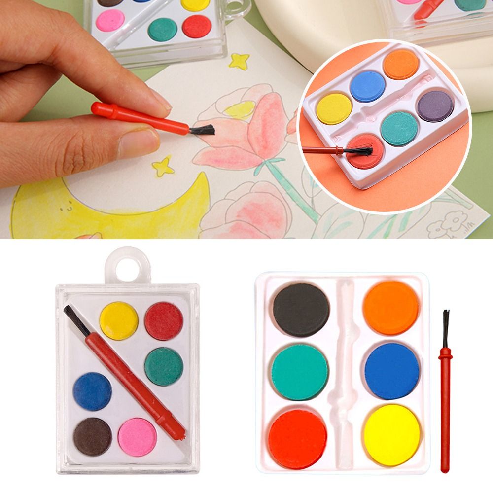 Portable with Painting Brush W - Watercolor Paint Set Solid Pigment ulasan dan harga