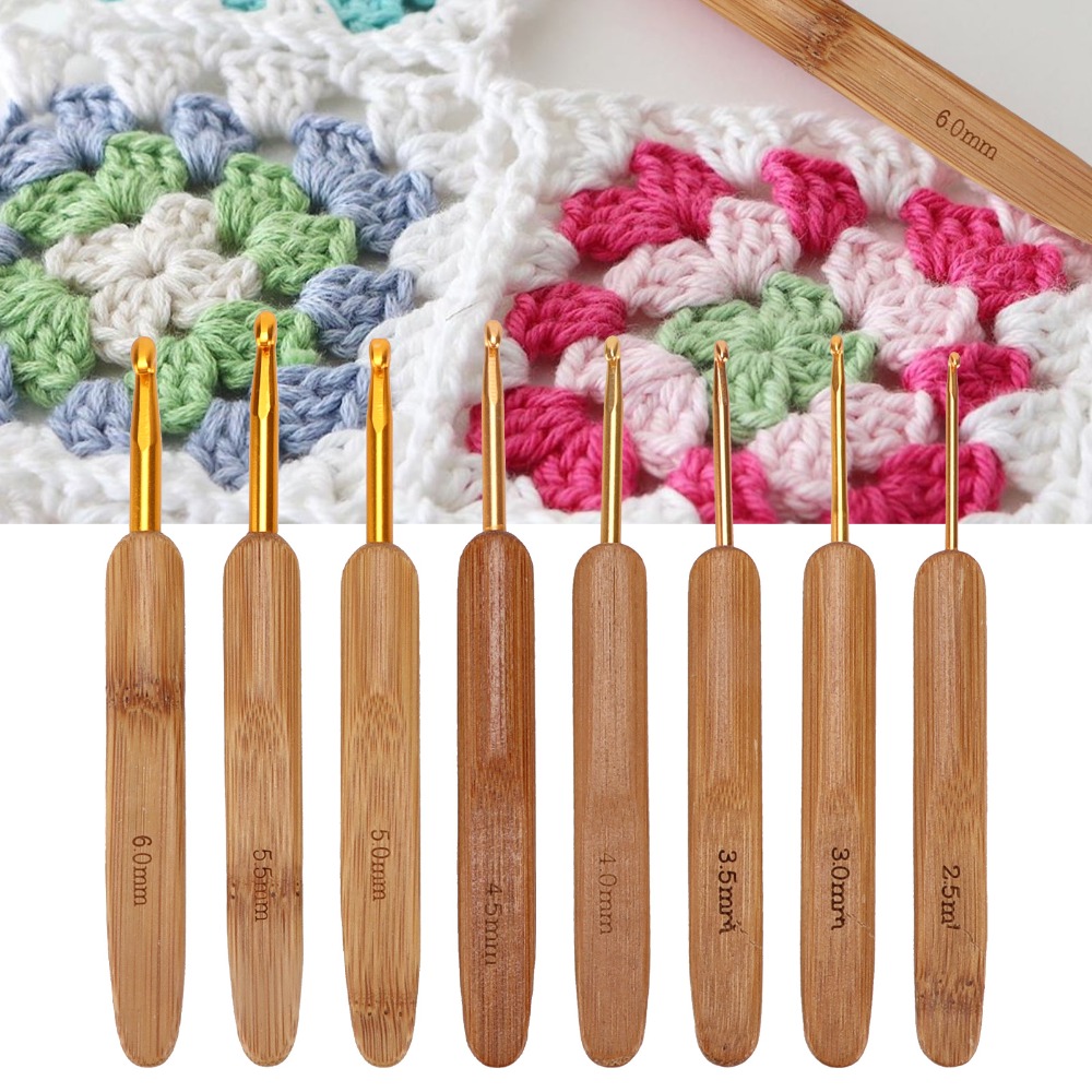 8pcs 2.5-6mm Sizes Crochet Hoo - Wooden Crochet Hooks Ergonomic Handle ulasan dan harga