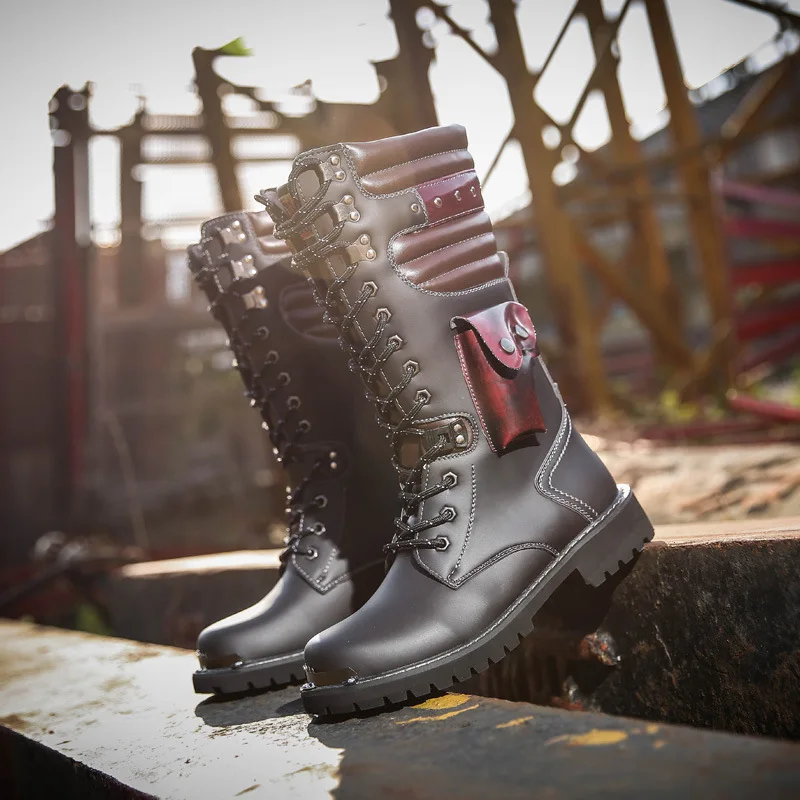 Men Knee High Leather Boots Wi - Craft Tools ulasan dan harga