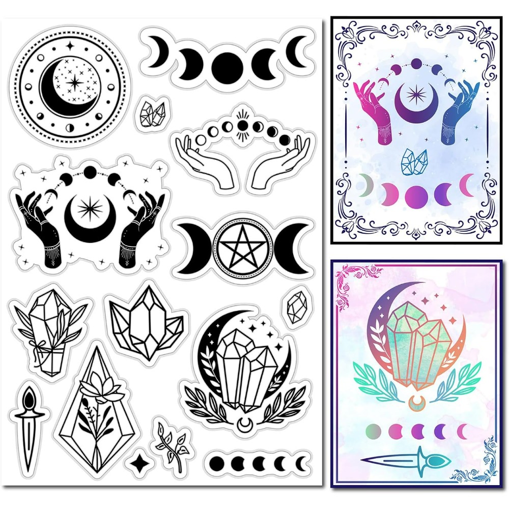 Moon Phase Crystal Rubber Stam - Clear Silicone Stamps For Card Making ulasan dan harga