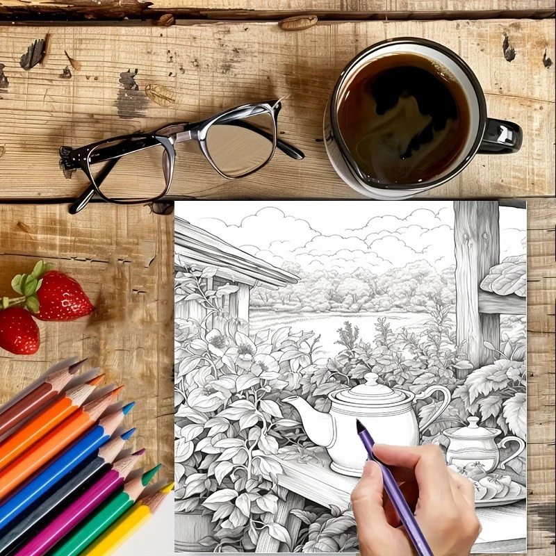 Tea In The Gardens Coloring Bo - Painting Supplies ulasan dan harga