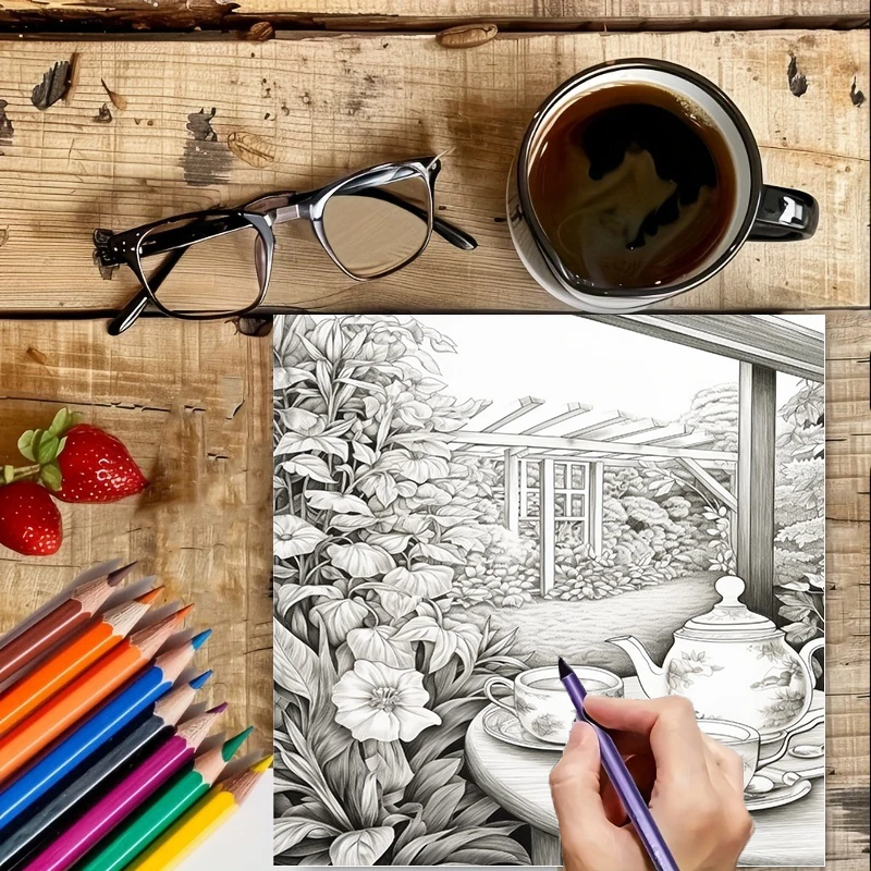 Tea In The Gardens Coloring Bo - Painting Supplies ulasan dan harga